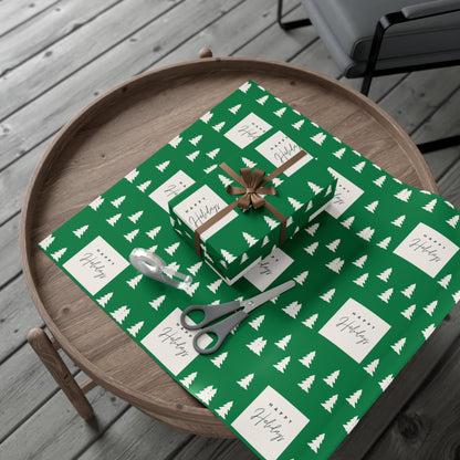 Holiday Gift Wrap Papers – Festive Green Tree Design