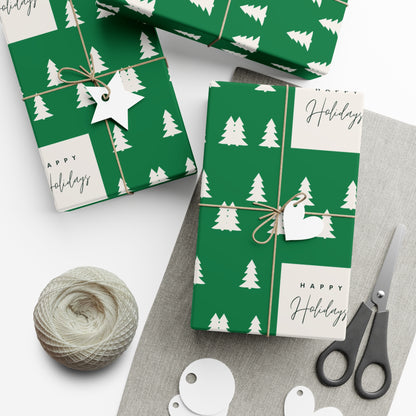 Holiday Gift Wrap Papers – Festive Green Tree Design