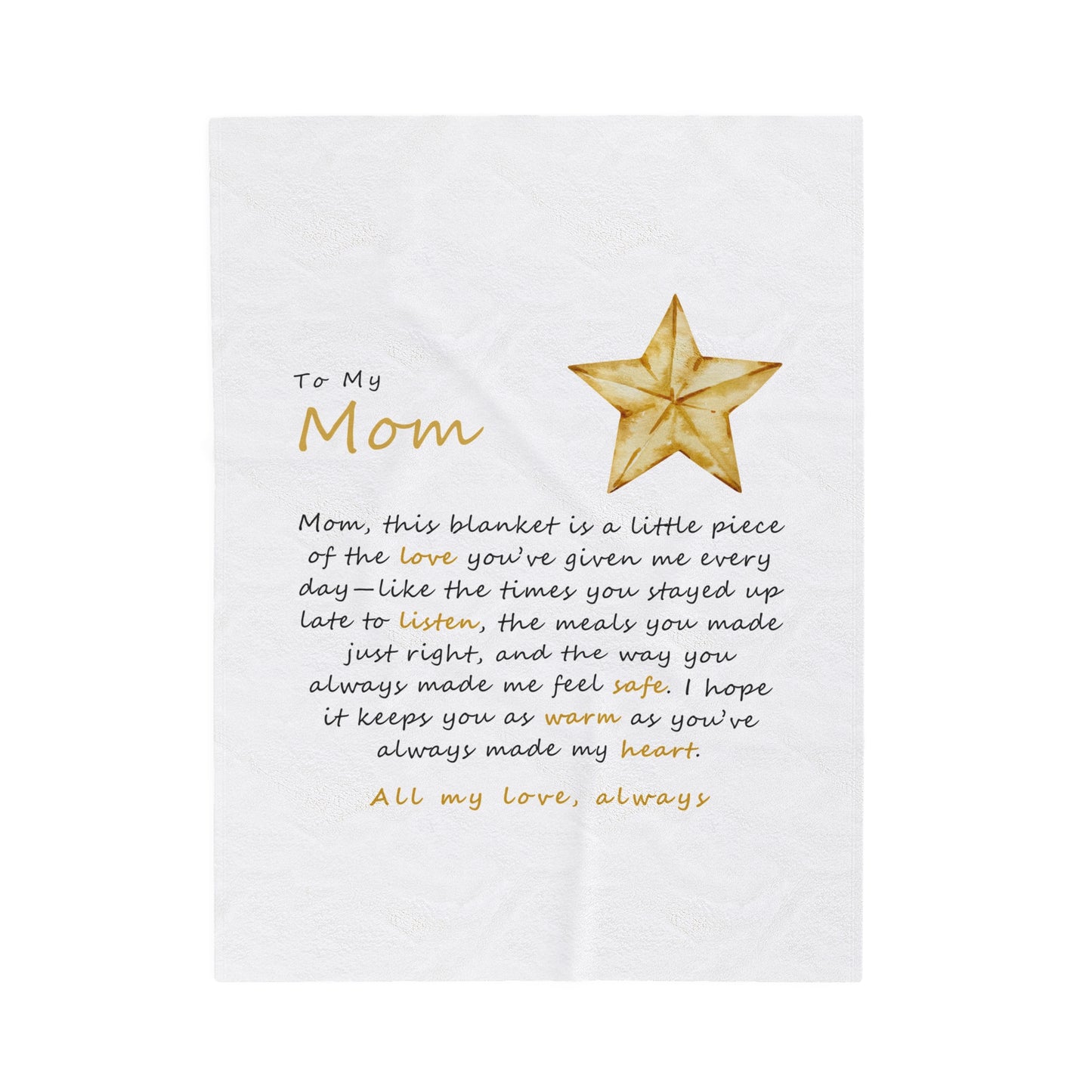 Heartfelt Plush Blanket for Mom - Comforting Gift with Holiday Star