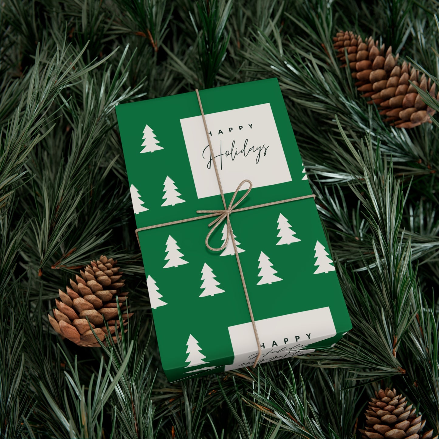 Holiday Gift Wrap Papers – Festive Green Tree Design