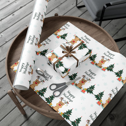 Festive Reindeer Gift Wrap Paper for Holiday Celebrations