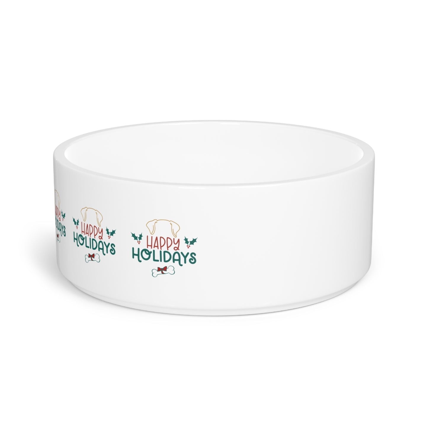 Happy Holidays Pet Bowl - Festive Ceramic Dog Dish for Christmas Celebrations