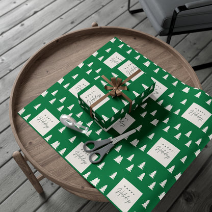 Holiday Gift Wrap Papers – Festive Green Tree Design