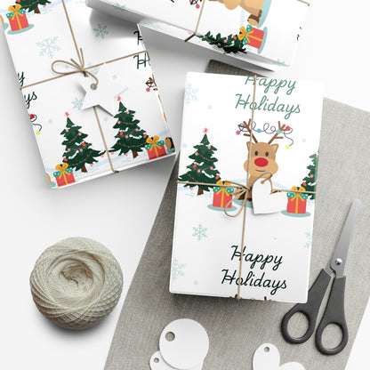 Festive Reindeer Gift Wrap Paper for Holiday Celebrations