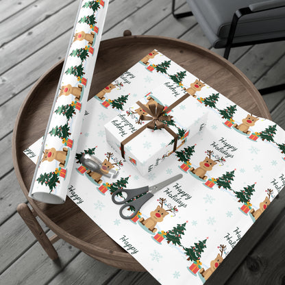 Festive Reindeer Gift Wrap Paper for Holiday Celebrations