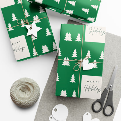 Holiday Gift Wrap Papers – Festive Green Tree Design