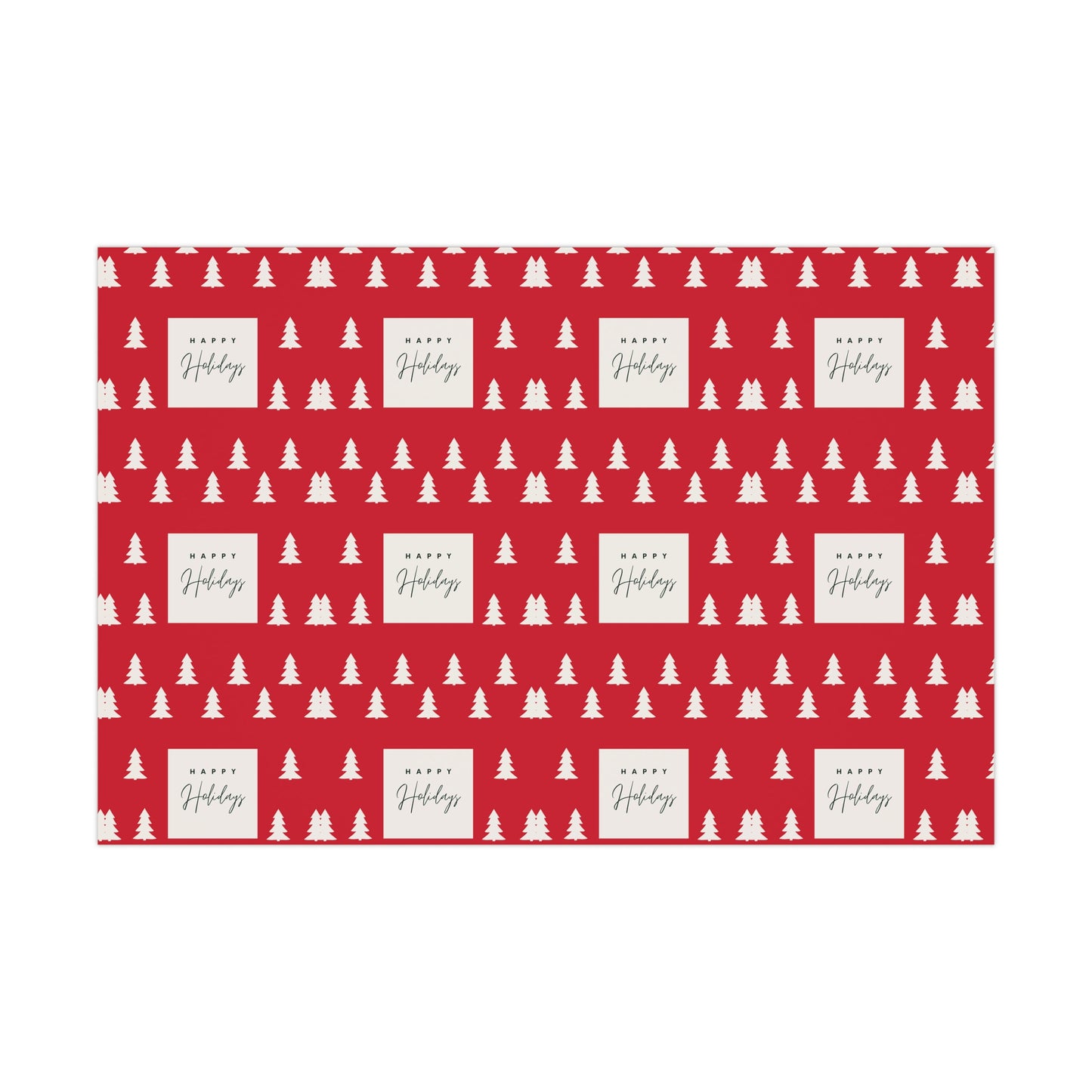 Festive Holiday Gift Wrap Papers - Red Christmas Trees Design