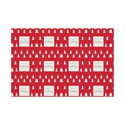 Festive Holiday Gift Wrap Papers - Red Christmas Trees Design