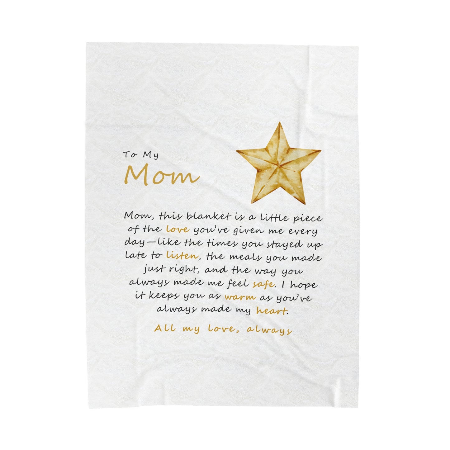 Heartfelt Plush Blanket for Mom - Comforting Gift with Holiday Star