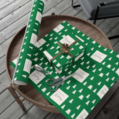 Holiday Gift Wrap Papers – Festive Green Tree Design