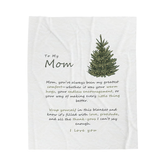 Luxury Velveteen Plush Blanket for Mom - Warm Hugs & Love Message