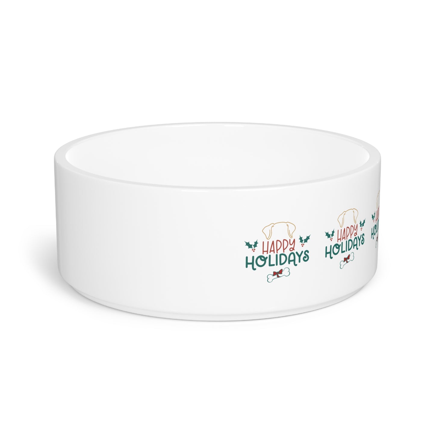 Happy Holidays Pet Bowl - Festive Ceramic Dog Dish for Christmas Celebrations