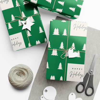 Holiday Gift Wrap Papers – Festive Green Tree Design