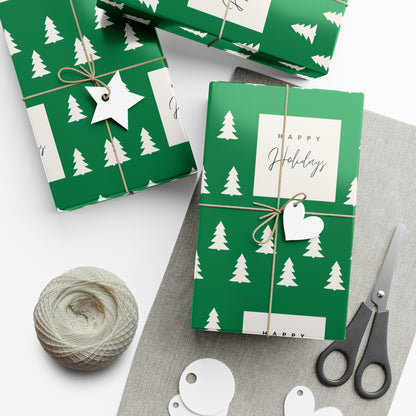 Holiday Gift Wrap Papers – Festive Green Tree Design