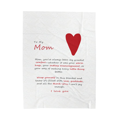 Heartfelt Mom Velveteen Plush Blanket – Cozy Gift for Mom