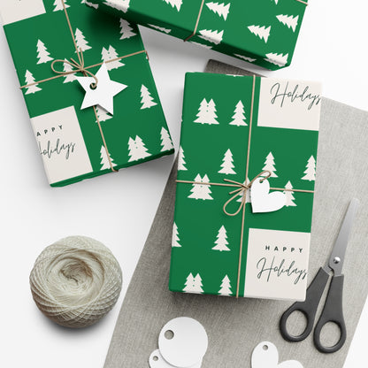 Holiday Gift Wrap Papers – Festive Green Tree Design