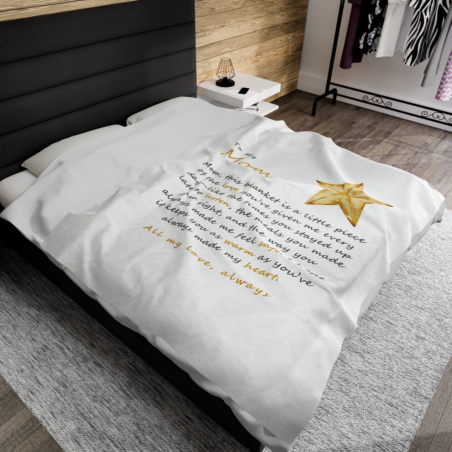 Heartfelt Plush Blanket for Mom - Comforting Gift with Holiday Star