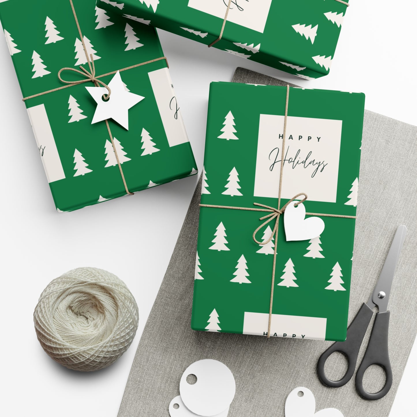 Holiday Gift Wrap Papers – Festive Green Tree Design