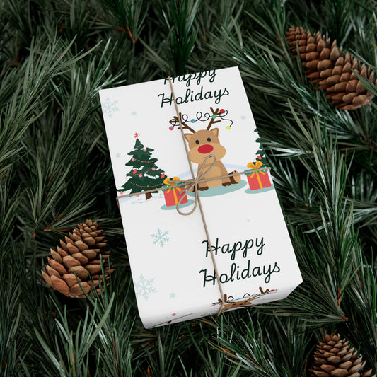 Festive Reindeer Gift Wrap Paper for Holiday Celebrations