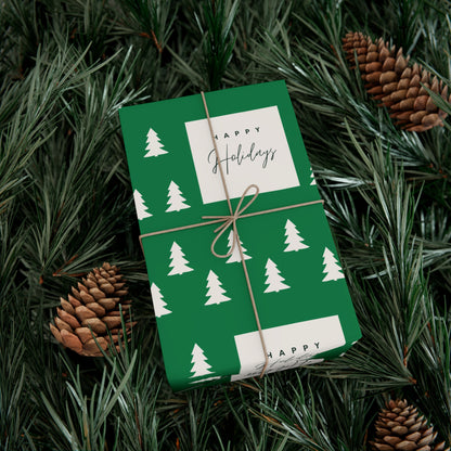 Holiday Gift Wrap Papers – Festive Green Tree Design