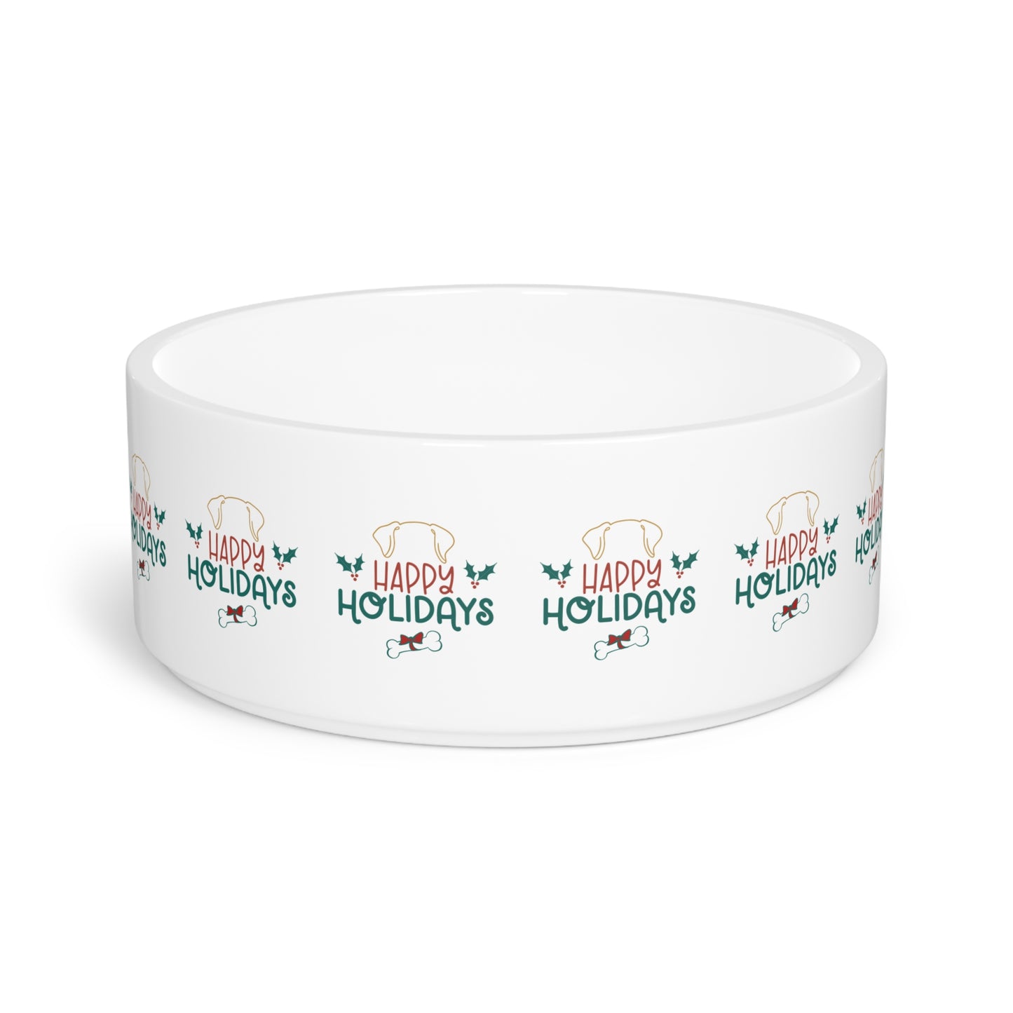 Happy Holidays Pet Bowl - Festive Ceramic Dog Dish for Christmas Celebrations